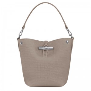 long champ Le Roseau XS Bucket Leather Női Crossbody Táska Clay | HUGS8959