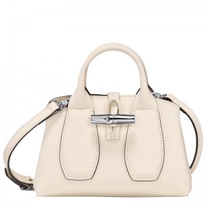 long champ Le Roseau XS Handbag Leather Női Mini Táskák Ecru | HUUZ9367