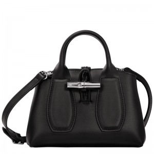 long champ Le Roseau XS Handbag Leather Női Mini Táskák Fekete | HUYX9366