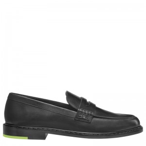 long champ Leather Női Loafers Fekete | HUNW7669