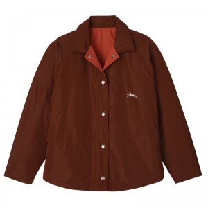 long champ Padded blouson Technical taffeta Női Kabát Chestnut / Tomato | HUEB7855