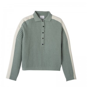 long champ Polo collar Knit Női Pulóver Celadon | HUYX7806