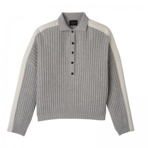 long champ Polo collar Knit Női Pulóver Szürke | HUCT7727