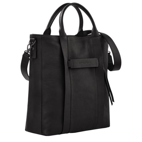 long champ 3D L Tote Leather Férfi Kézitáska Fekete | HULI7455