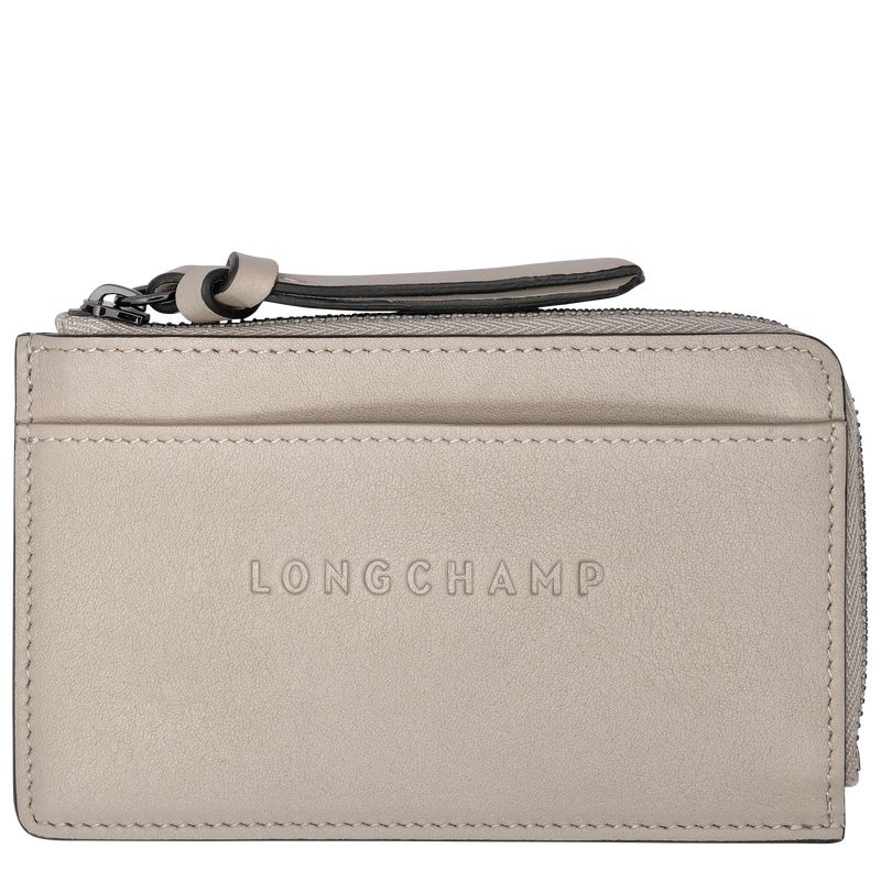 long champ 3D Leather Férfi Kártyatartó Clay | HUWN7383