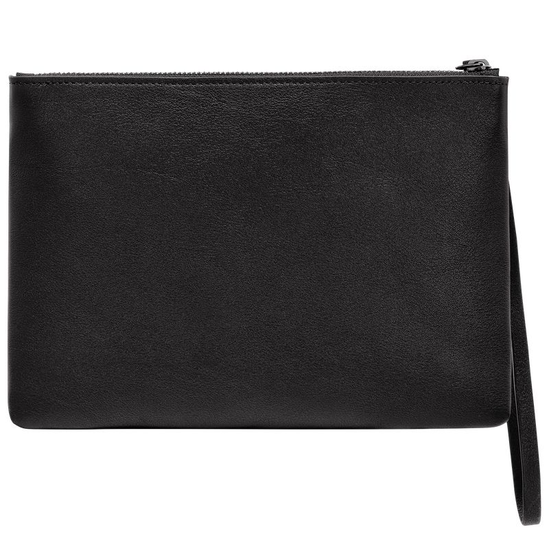 long champ 3D Leather Férfi Pouches Fekete | HUVR7310