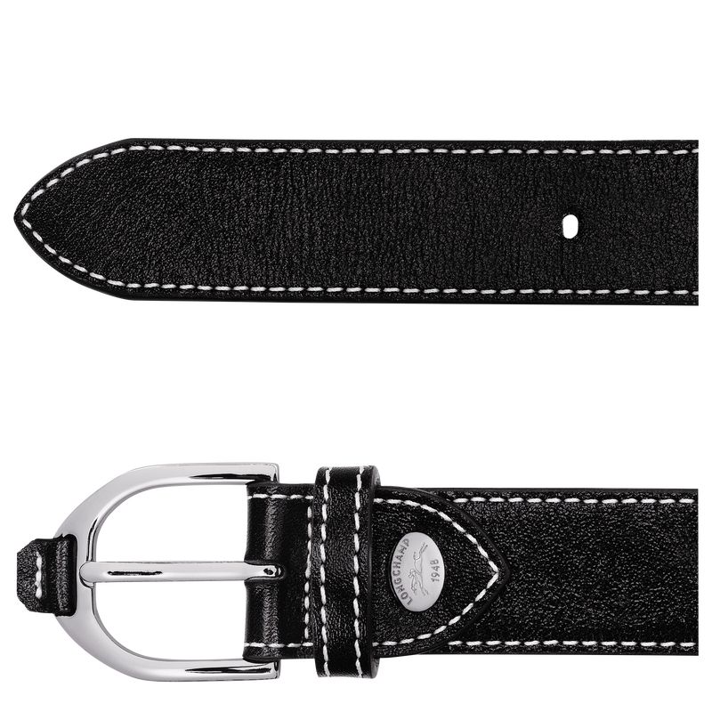 long champ 3D Leather Női Öv Fekete | HUBE8032