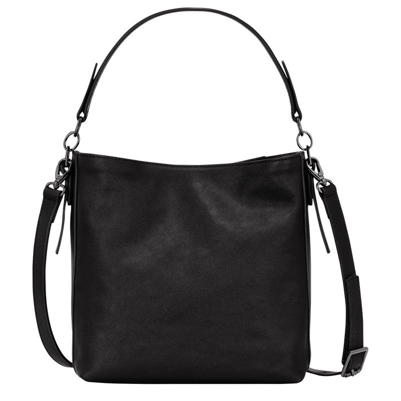 long champ 3D S Leather Női Crossbody Táska Fekete | HUMQ8970