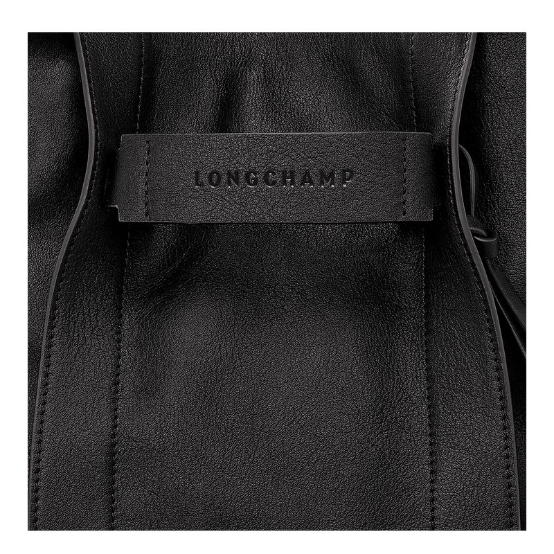 long champ 3D S Leather Női Crossbody Táska Fekete | HUMQ8970