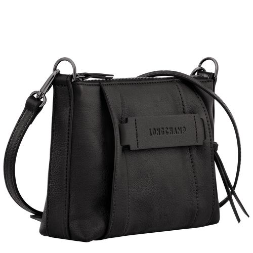 long champ 3D S Leather Női Crossbody Táska Fekete | HUHA8908