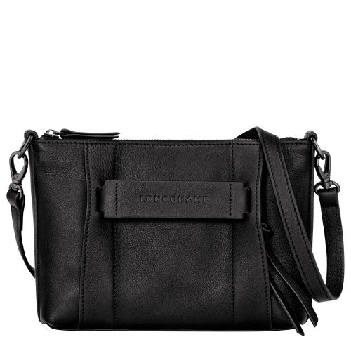 long champ 3D S Leather Női Crossbody Táska Fekete | HUHA8908