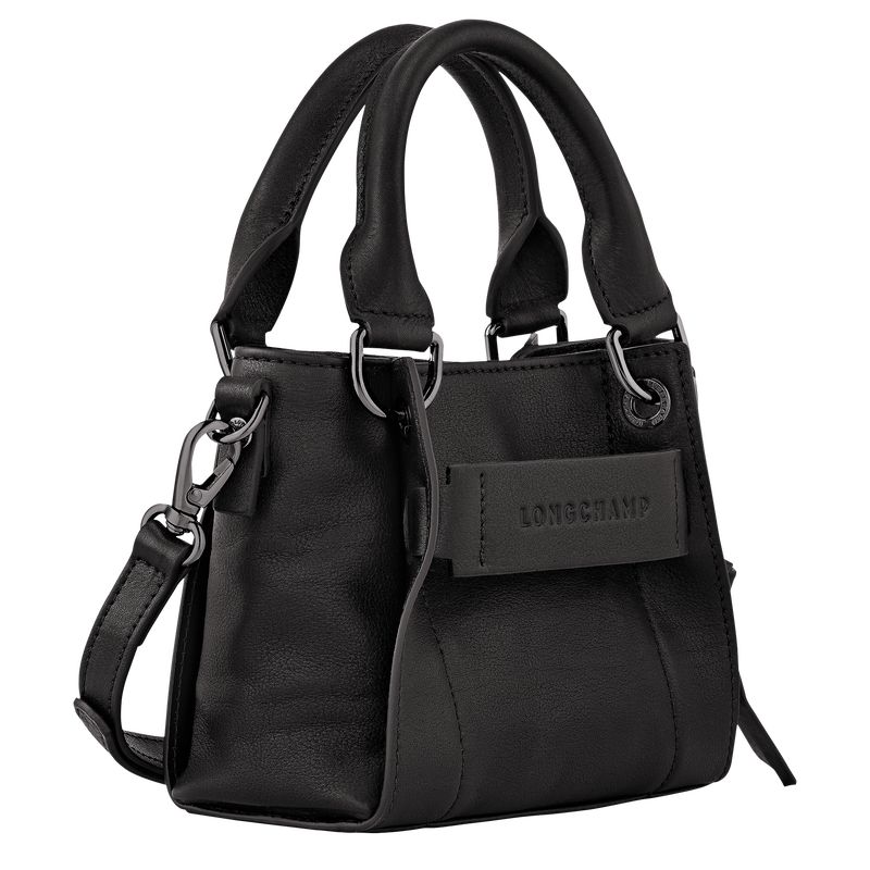 long champ 3D XS Leather Női Kézitáska Fekete | HUMQ9126