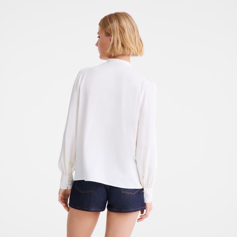 long champ Blouse Fluid crepe Női Blúz Ecru | HUKO7714