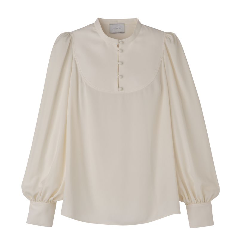 long champ Blouse Fluid crepe Női Blúz Ecru | HUKO7714