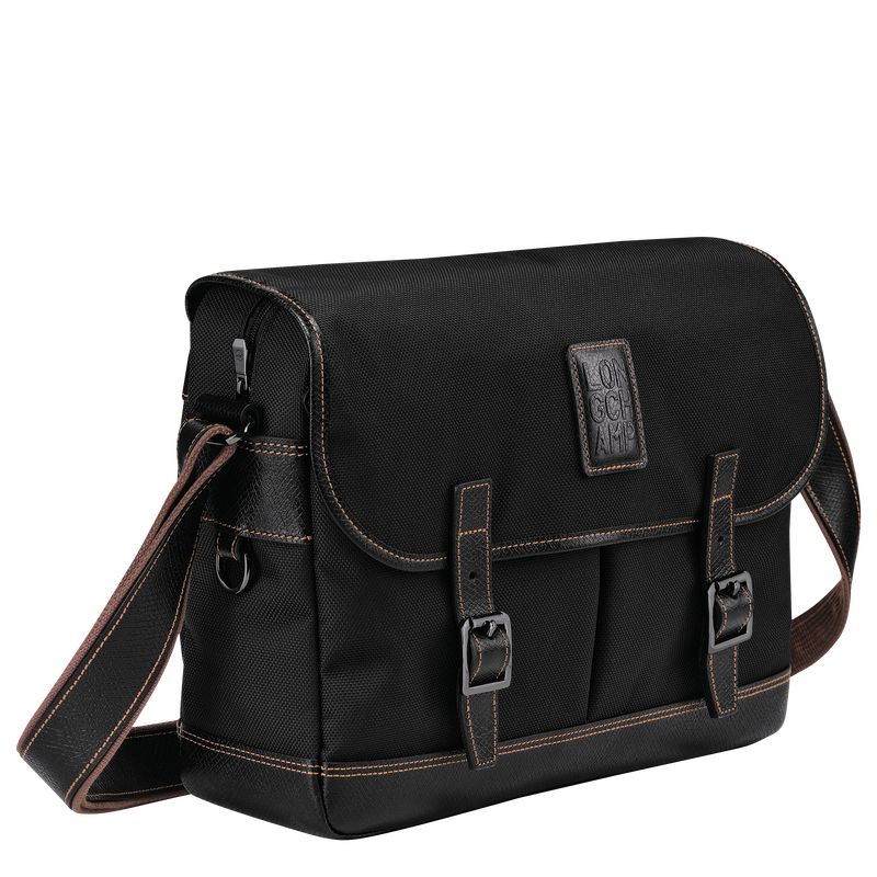 long champ Boxford L Recycled canvas Férfi Crossbody Táska Fekete | HURV7596