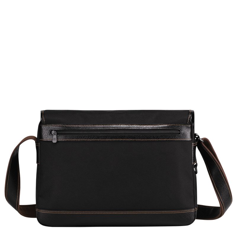 long champ Boxford L Recycled canvas Férfi Crossbody Táska Fekete | HURV7596