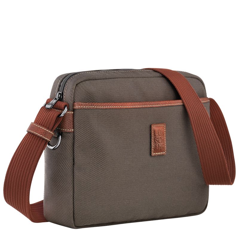 long champ Boxford M Camera Recycled canvas Férfi Crossbody Táska Barna | HUPJ7583