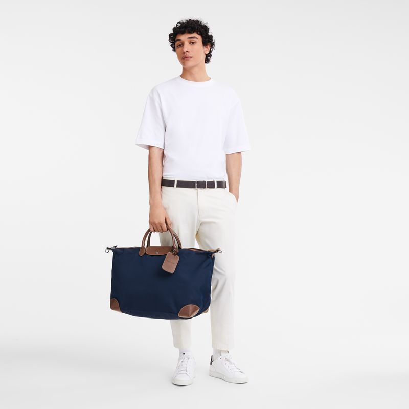 long champ Boxford M Recycled canvas Férfi Utazótáskák Kék | HUPJ7238