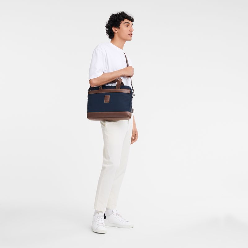 long champ Boxford S Recycled canvas Férfi Aktatáska Kék | HUIL7637