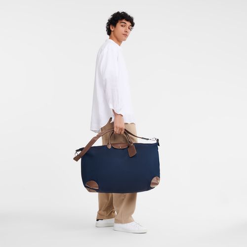 long champ Boxford S Recycled canvas Férfi Utazótáskák Kék | HUQM7177