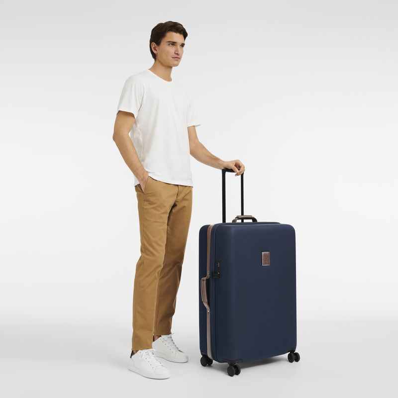 long champ Boxford XL Recycled canvas Férfi Bőröndök Kék | HUWN7175