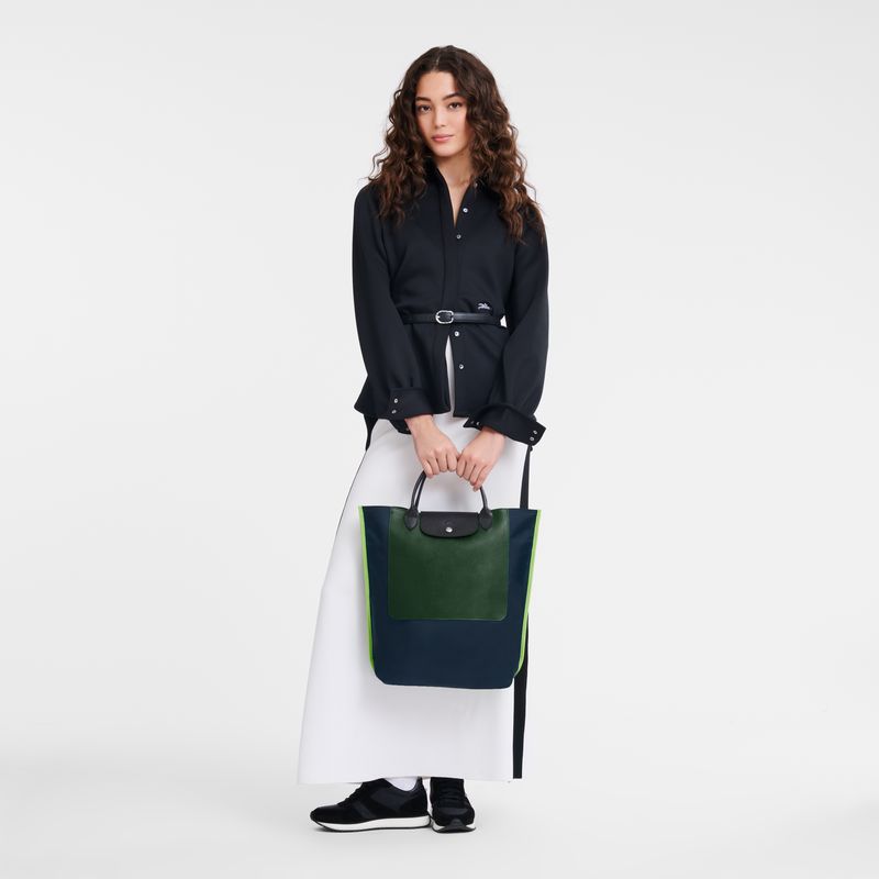 long champ Cabas M Tote Canvas Női Kézitáska Sötétkék | HUBE9176