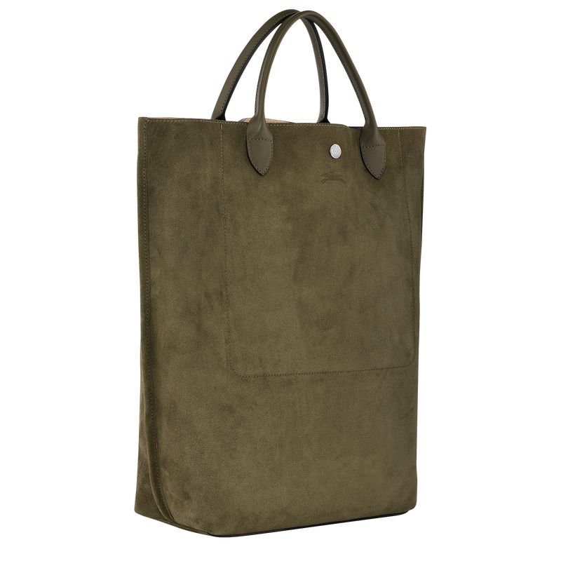 long champ Cabas M Tote Leather Női Kézitáska Khaki | HUSG9193