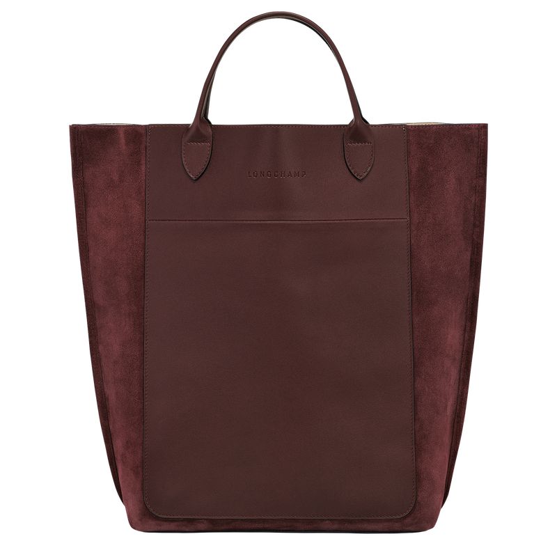 long champ Cabas M Tote Leather Női Kézitáska Bordó | HUFD9191