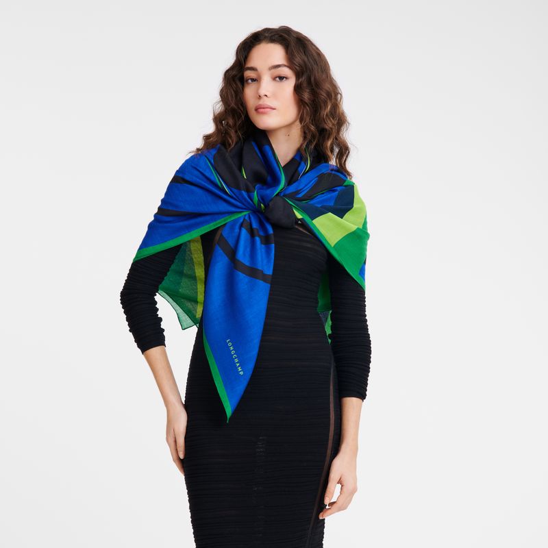 long champ Cavalier Shawl Wool blend Női Stoles Zöld | HUMQ8087