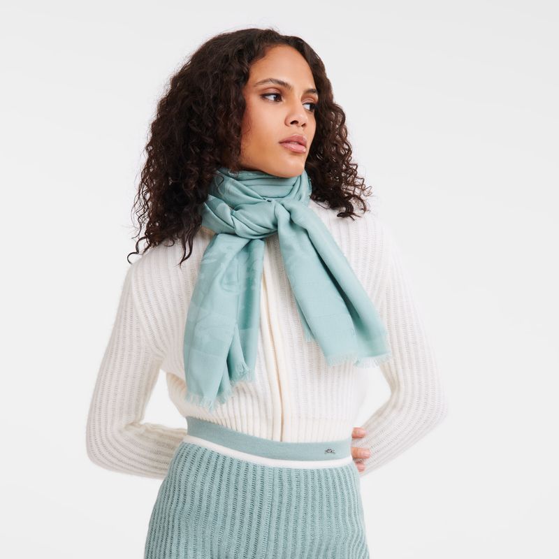 long champ Chevaux jacquard Wool Férfi Stoles Celadon | HUAH7062