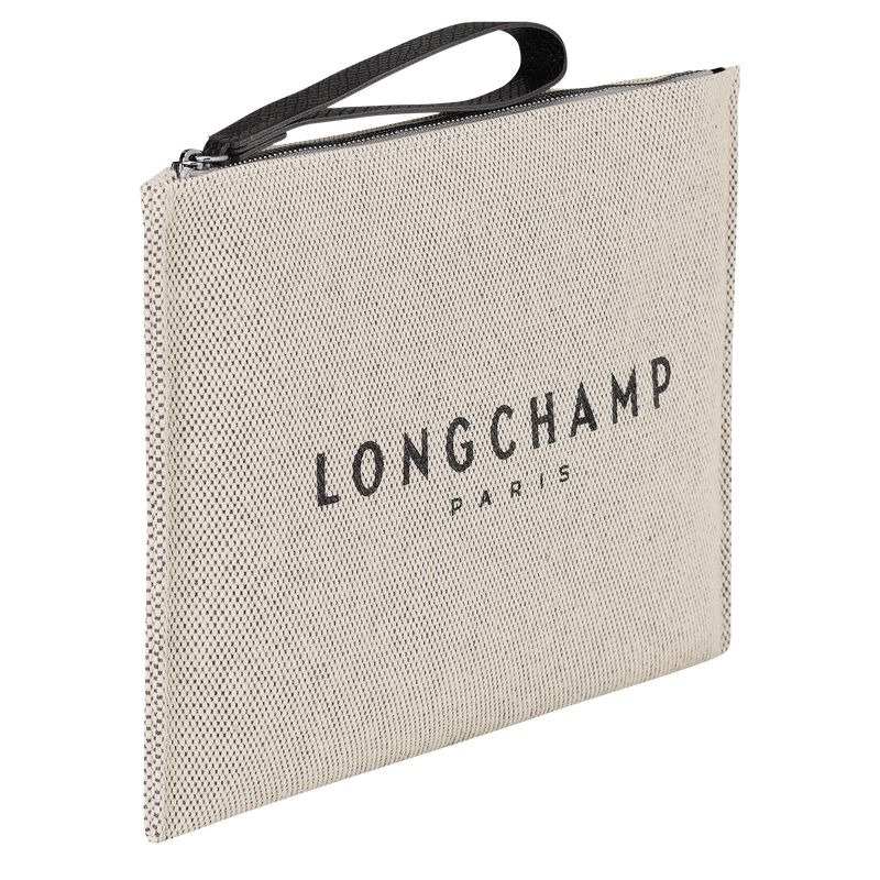 long champ Essential Canvas Férfi Pouches Ecru | HUWN7331