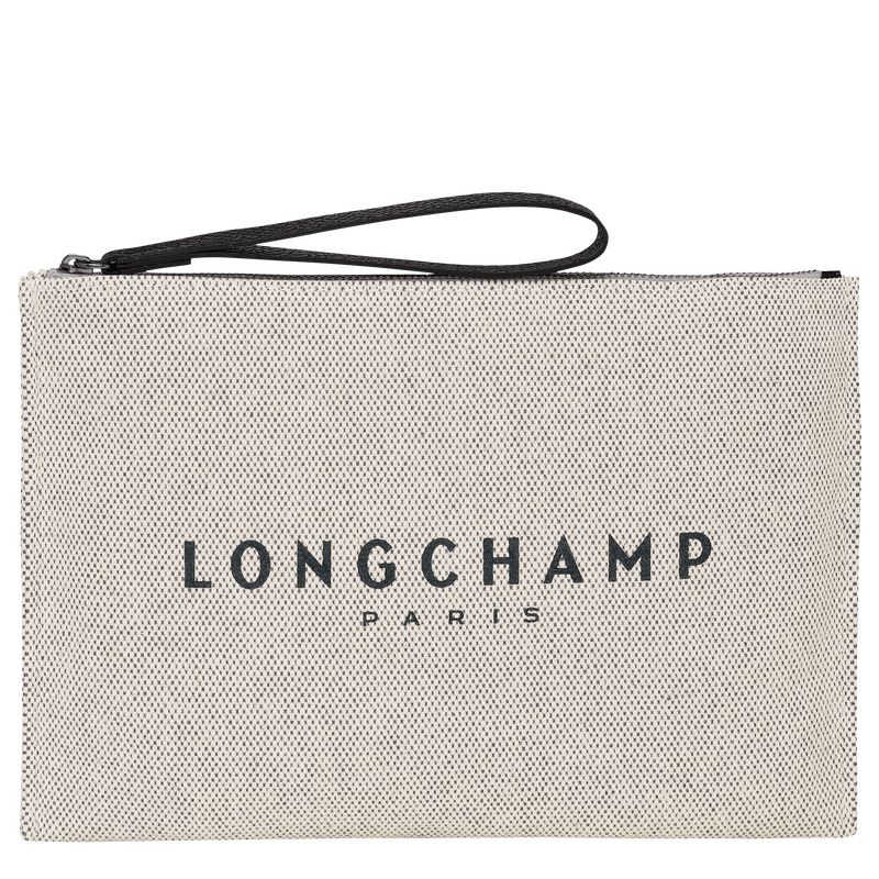 long champ Essential Canvas Férfi Pouches Ecru | HUWN7331