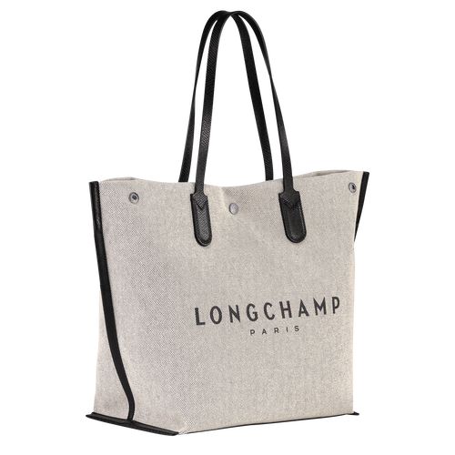 long champ Essential L Tote Canvas Női Válltáskák Ecru | HUAH8830