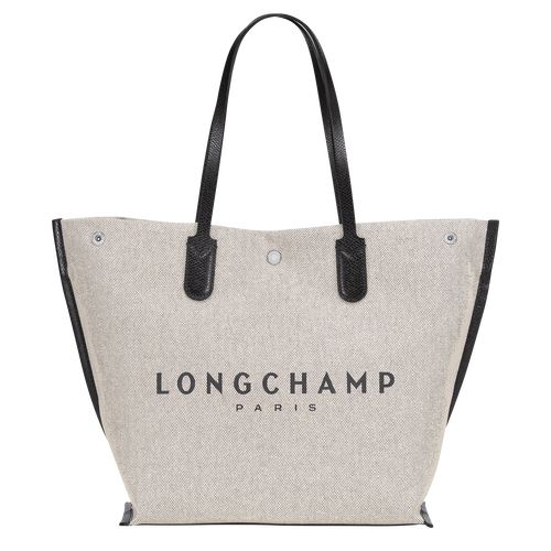 long champ Essential L Tote Canvas Női Válltáskák Ecru | HUAH8830