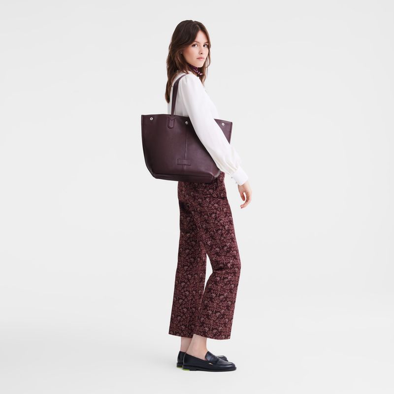 long champ Essential L Tote Leather Női Válltáskák Eggplant | HUKO8858