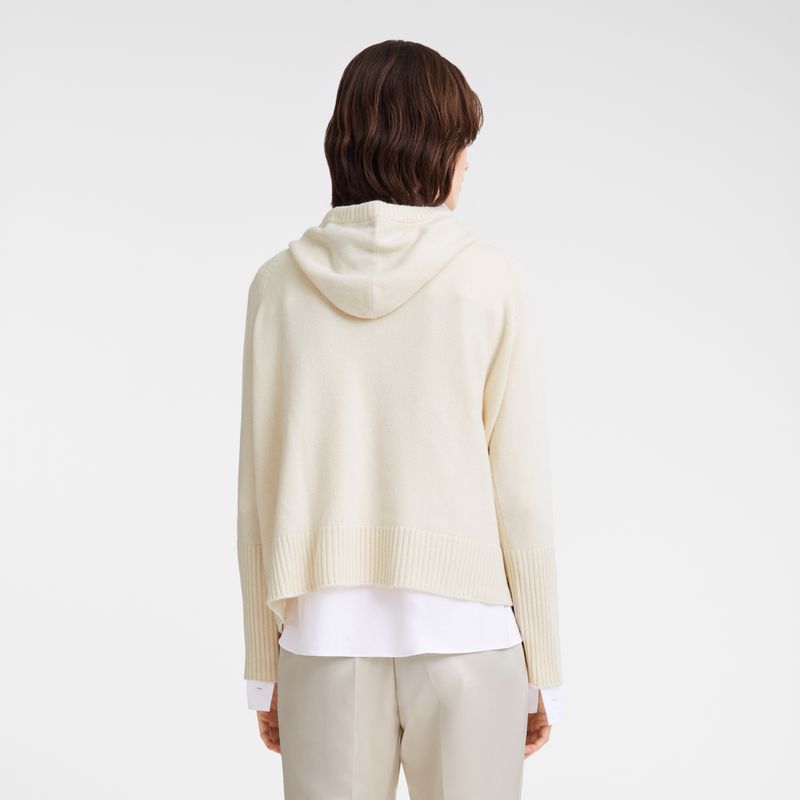 long champ Hoodie Knit Női Pulóver Ecru | HUDF7813