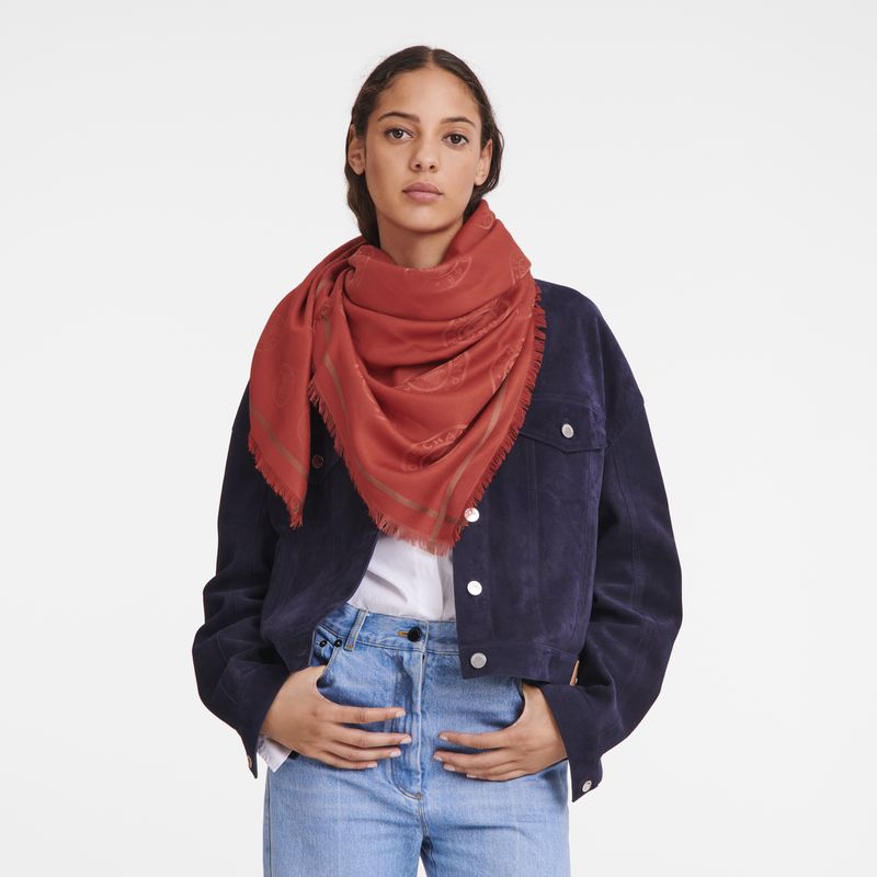 long champ La MÉdaille Shawl Cotton blend Női Stoles Tomato | HUZU8080