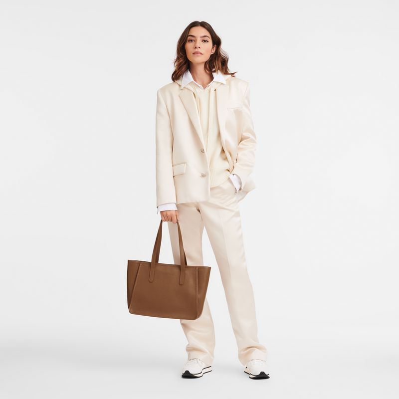 long champ Le FoulonnÉ L Tote Leather Női Válltáskák Caramel | HUNW8865