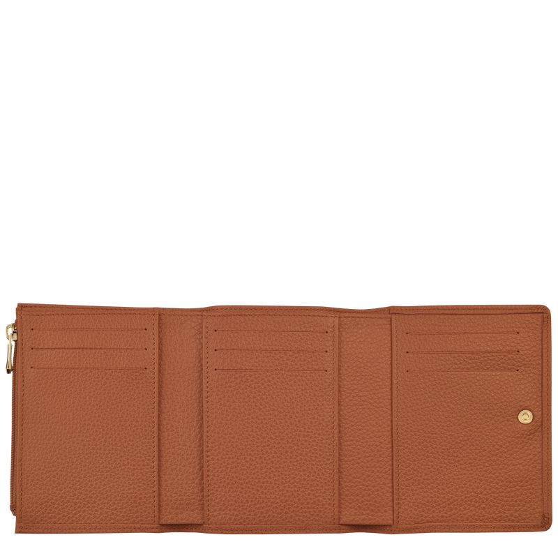 long champ Le FoulonnÉ Leather Férfi Pénztárca Caramel | HUFD7398