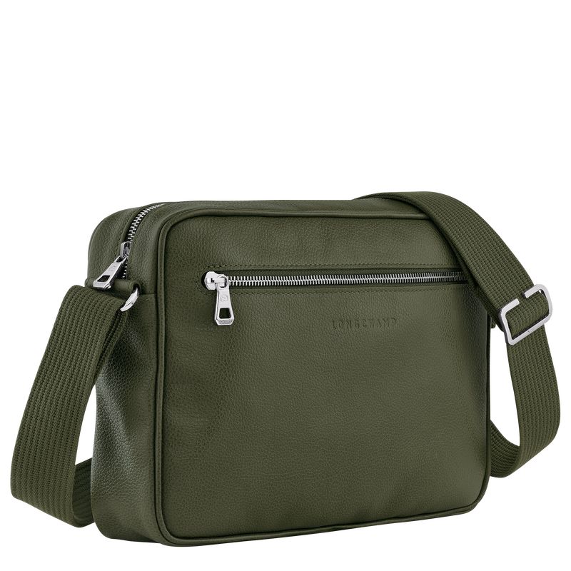 long champ Le FoulonnÉ M Camera Leather Férfi Crossbody Táska Khaki | HUEB7590