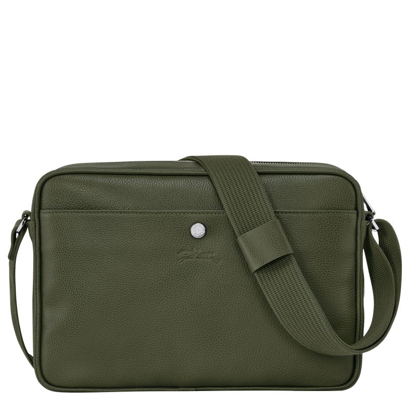 long champ Le FoulonnÉ M Camera Leather Férfi Crossbody Táska Khaki | HUEB7590