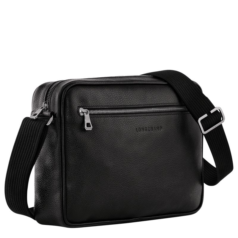 long champ Le FoulonnÉ M Camera Leather Férfi Crossbody Táska Fekete | HURV7589