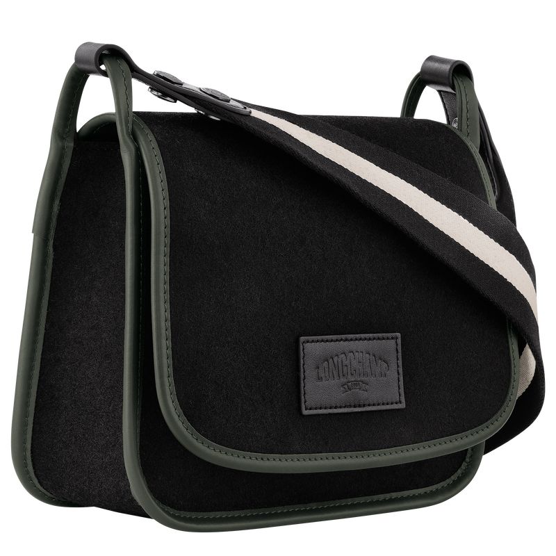 long champ Le FoulonnÉ M Canvas Női Crossbody Táska Fekete | HUTC8992