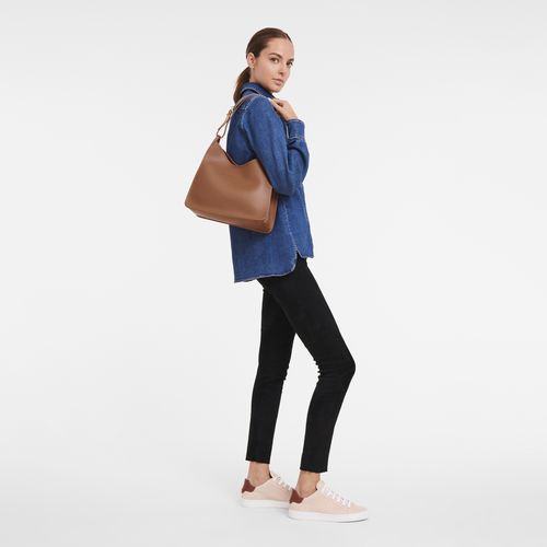 long champ Le FoulonnÉ M Hobo Leather Női Válltáskák Caramel | HUFD8827