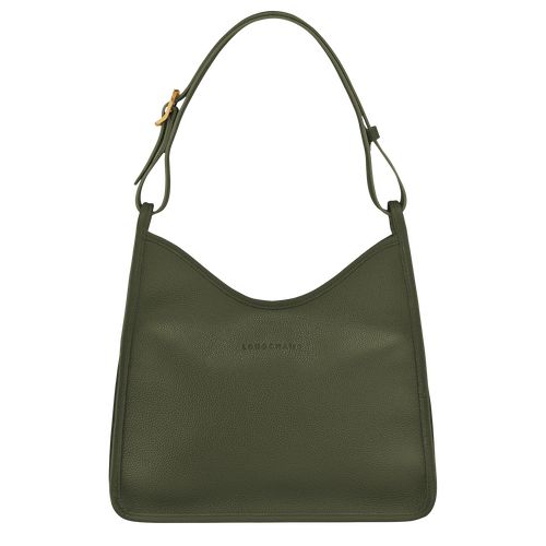 long champ Le FoulonnÉ M Hobo Leather Női Válltáskák Khaki | HURV8785