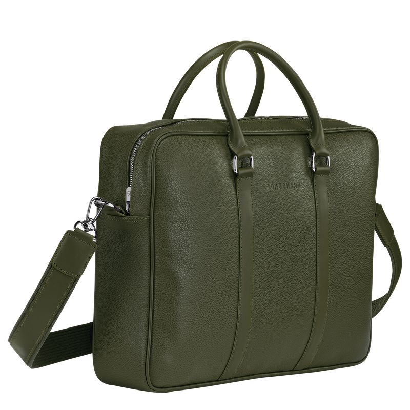 long champ Le FoulonnÉ M Leather Férfi Aktatáska Khaki | HUJP7628