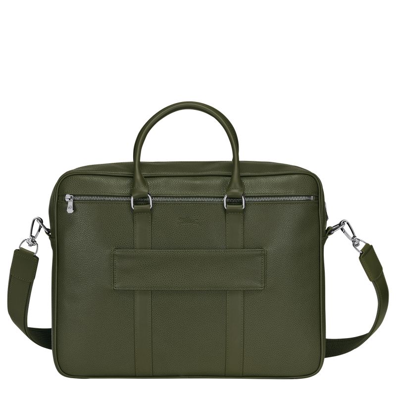 long champ Le FoulonnÉ M Leather Férfi Aktatáska Khaki | HUJP7628