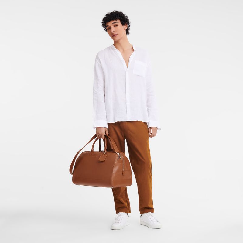 long champ Le FoulonnÉ M Leather Férfi Utazótáskák Caramel | HUQM7229