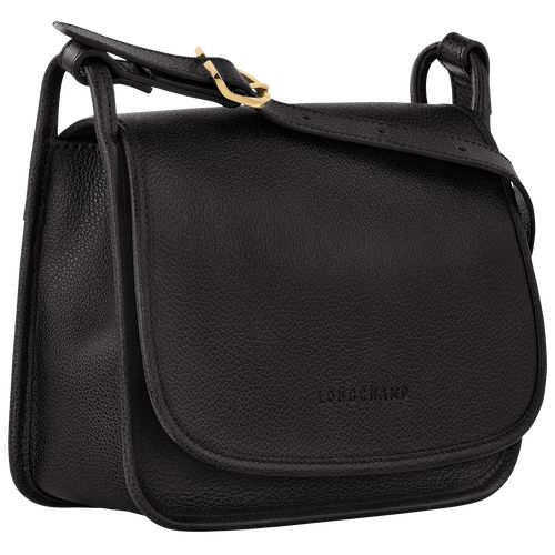 long champ Le FoulonnÉ M Leather Női Crossbody Táska Fekete | HUMQ8919