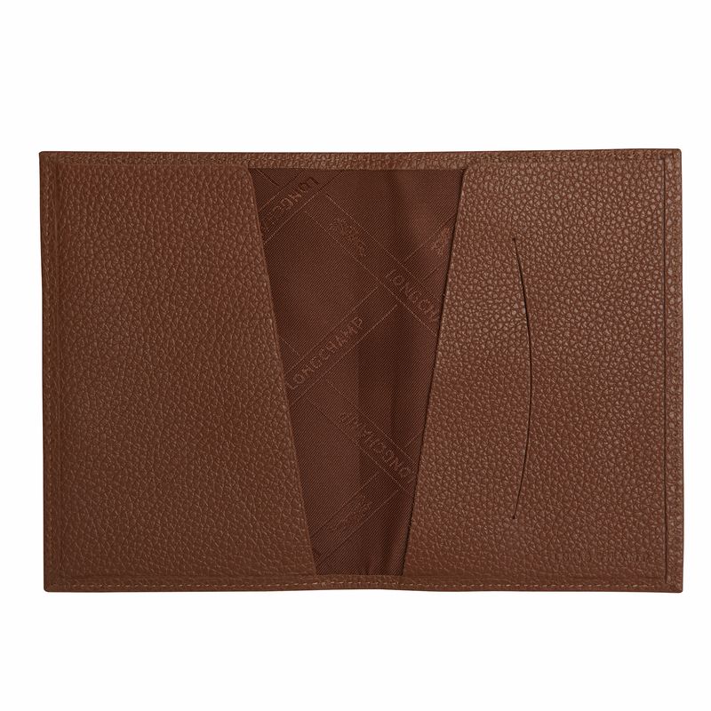 long champ Le FoulonnÉ Passport cover Leather Férfi Pouches Caramel | HUUZ7287